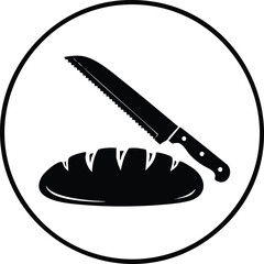 Bread and Knife Silhouette A Simple Culinary Illustration
