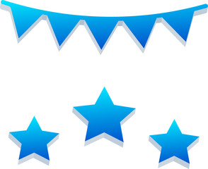 3D Decoration Banner Icon with Blue Gradient Isolated on Transparent Background