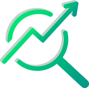3D SEO Analysis Icon with Green Gradient Isolated on Transparent Background