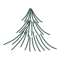 Hand drawn Christmas tree. Outline doodle. Vector illustration, flat design