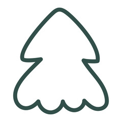 Hand drawn Christmas tree. Outline doodle. Vector illustration, flat design