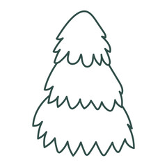 Hand drawn Christmas tree. Outline doodle. Vector illustration, flat design