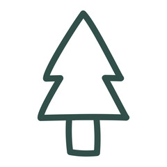 Hand drawn Christmas tree. Outline doodle. Vector illustration, flat design