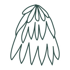 Hand drawn Christmas tree. Outline doodle. Vector illustration, flat design