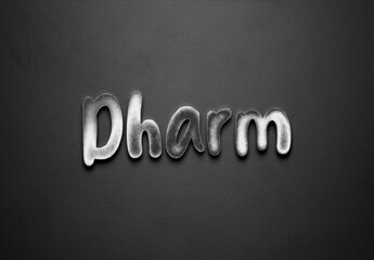 Chrome metal 3D Hindi name design of Dharm on grey background.