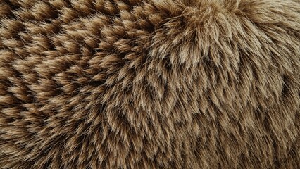 Fototapeta premium Close-up of animal fur texture with dense, brown, and fluffy hairs.