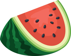 A slice of watermelon with black seeds
