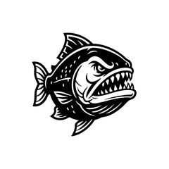Aggressive Fish Mascot Vector Illustration with Sharp Teeth