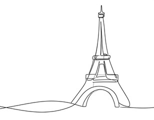 Single line drawing of the Eiffel Tower
