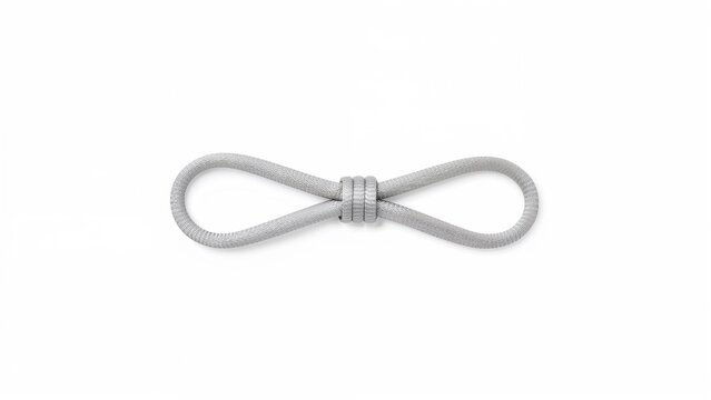 A plain grey knotless cord tied in a figure-eight shape.