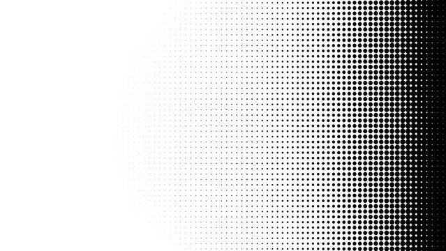 Abstract black and white halftone gradient background featuring a smooth transition from solid color to transparent white space
