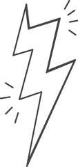 A lightning bolt is drawn in black on a white background