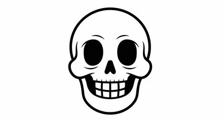 Fototapeta premium Cartoon Skull with Grinning Teeth and Empty Eyes.