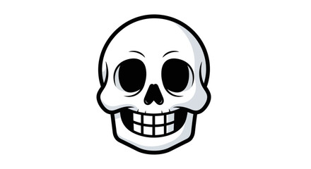 Fototapeta premium Cartoon Skull with Grinning Teeth on White Background.