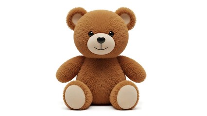Obraz premium A brown teddy bear sitting upright on a white background