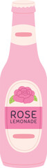 A bottle of Rose Lemonade is shown in a cartoonish style