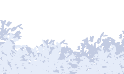 Abstract white and light blue frosty ice or snow texture on bottom border creating a winter landscape element on transparent background