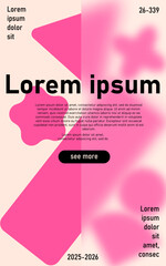 Vertical advertising banner with geometric shapes and glass morphism effect for promoting products or services.