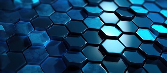 Abstract Blue Tech Honeycomb Grid Background