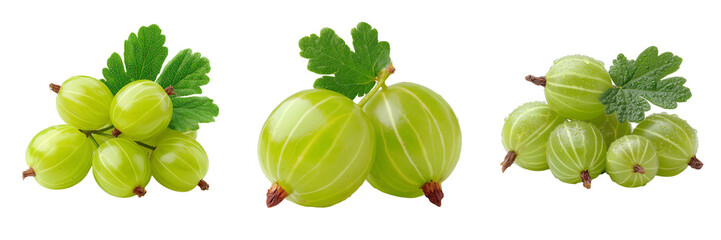 Set of A wooden bowl filled with fresh amla transparent png background. Ai generated