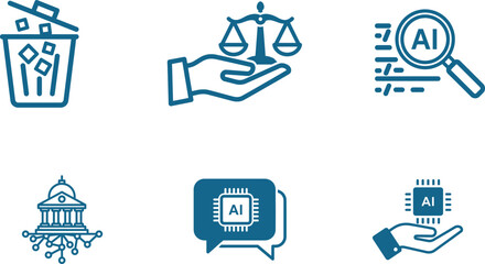 Comprehensive collection of artificial intelligence and digital technology related icons depicting