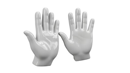 Fototapeta premium Pair of white latex gloves on plain background