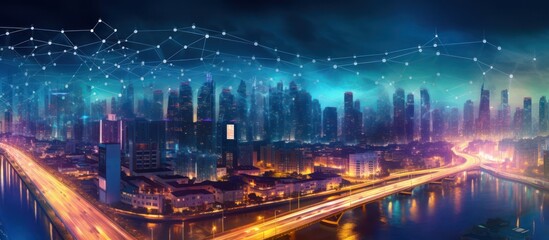 Fototapeta premium Global network connecting the modern smart metropolis.