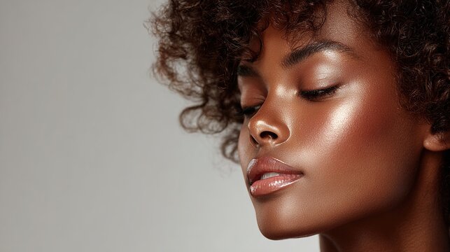 Radiant Beauty: A close-up shot of a stunning woman with flawless skin, showcasing the natural beauty and elegance.