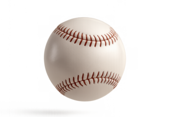 Baseball with red stitching on a transparent background for sports, game, and athletic themes