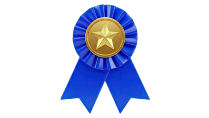 Blue Ribbon Award with Gold Star - Isolated on White