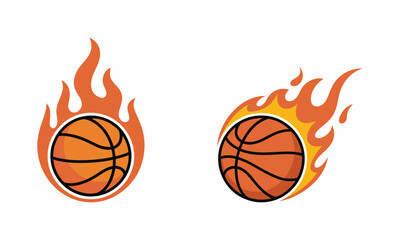 Basketballs on Fire Icons flame