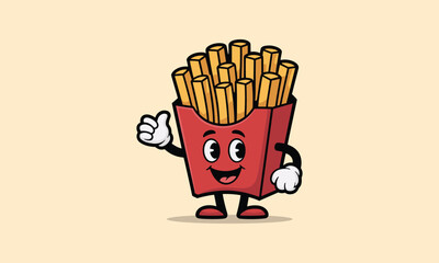 French fries carton character giving a thumbs up