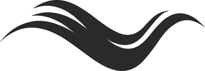 Obraz premium Stylized black abstract wave design with curved tapering shapes for modern branding, motion graphics, and decorative art