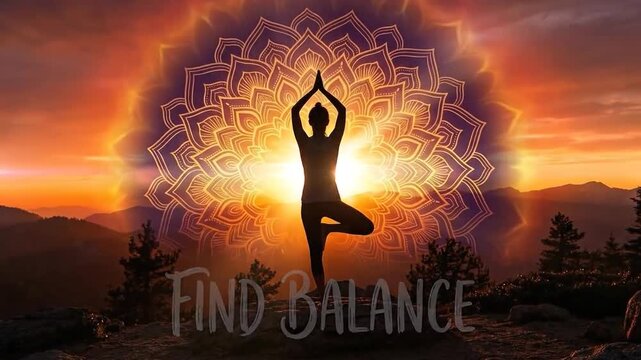 A person finds inner peace through mindful yoga poses at sunset.