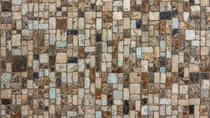 A mosaic of small stone tiles arranged in a pattern.