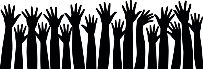 Silhouettes of Raised Hands Unity and Teamwork Illustration