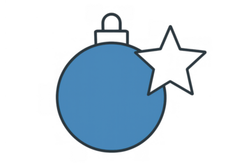Blue christmas ornament bauble with star outline for holiday decoration and festive season greeting design