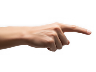 Human hand pointing finger index forward showing direction gesturing choice decision making action isolated on black