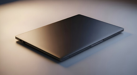 Sleek modern laptop in a minimalist setting showcases cutting-edge technology ideal for business presentations, digital marketing campaigns, and website design mockups with a clean style