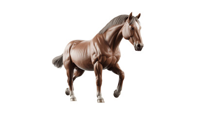 Fototapeta premium Detailed 3d rendering of a brown horse in a walking pose on transparent background