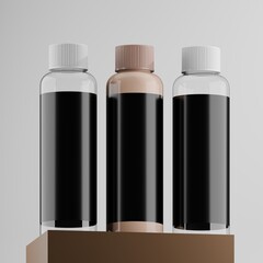 Trio Plastic Bottle Mockup - Cosmetic & Supplement Packaging