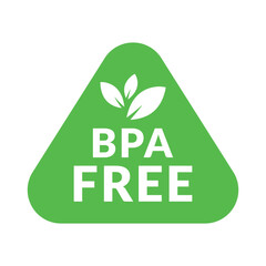 BPA free vector product label on white background. No Bisphenol or plastic free flat triangular sign.
