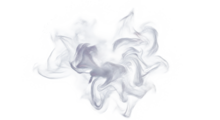 Swirling smoke isolated on transparent background creates a mesmerizing abstract pattern