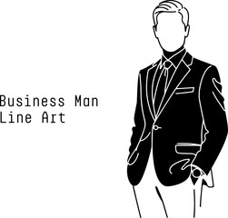 Business Man Line Art – Minimal Corporate Illustration