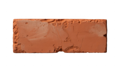 Red brick with rough texture isolated on a transparent background orange