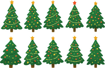 Festive christmas tree illustration with ornaments
