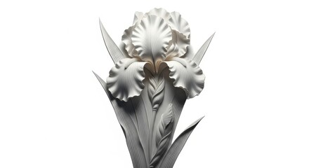 Elegant white iris flower isolated on white background isolated on transparent background