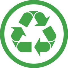 Obraz premium Recycling Symbol in Green Circle – Three Arrows Forming Triangle for Eco Awareness and Sustainability