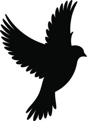 Obraz premium Black bird silhouette flying with wings spread wide