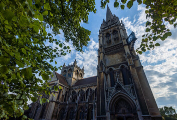 The Catholic Church of Our Lady of the Assumption and the English Martyrs in the heart of the city of Cambridge with intricate details and sculptures of the 19th Century Gothic Revival.